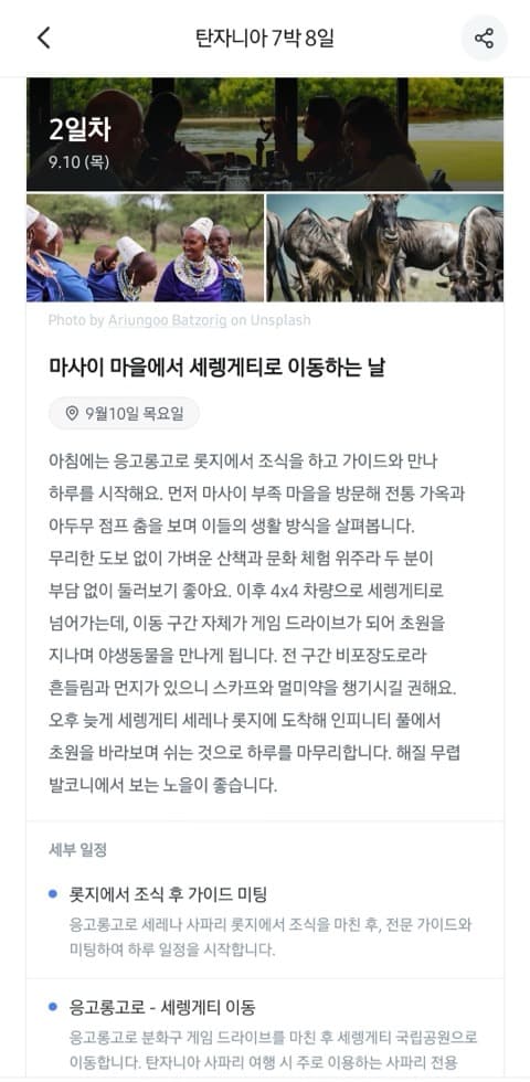 일자별 상세 일정